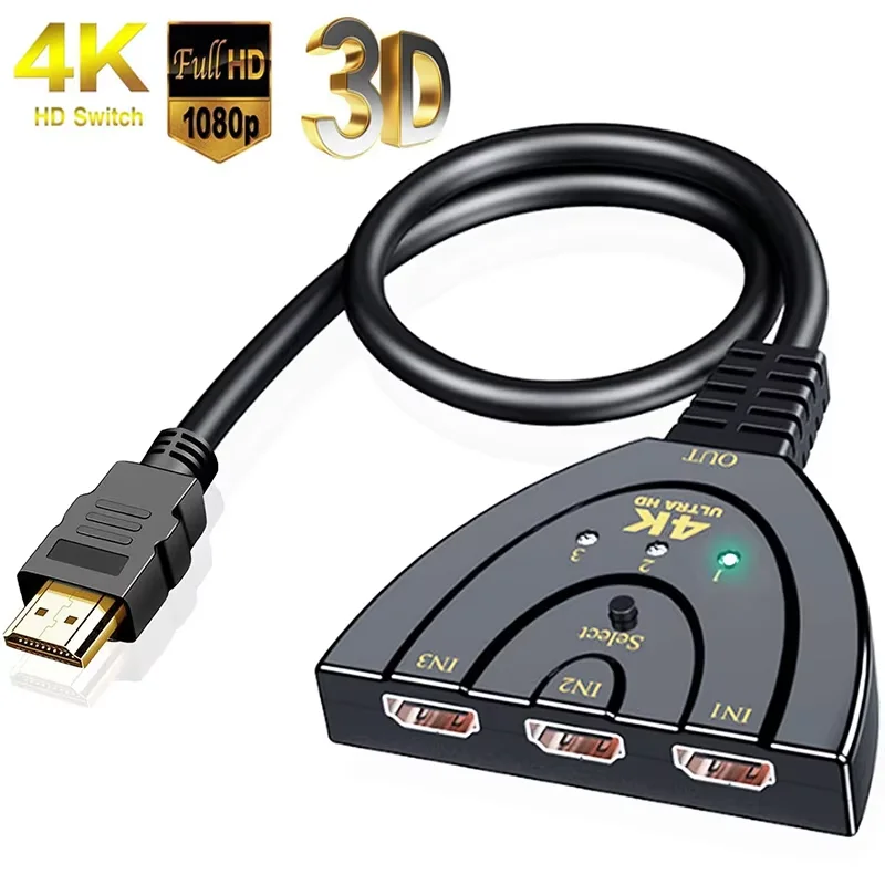 3 in 1 Out HDMI-kompatibel Switch 3 Port 4K/3D/1080P HDTV Splitter Plug & Play Manuelle Switcher für DVD HDTV Xbox PS4 PC Image
