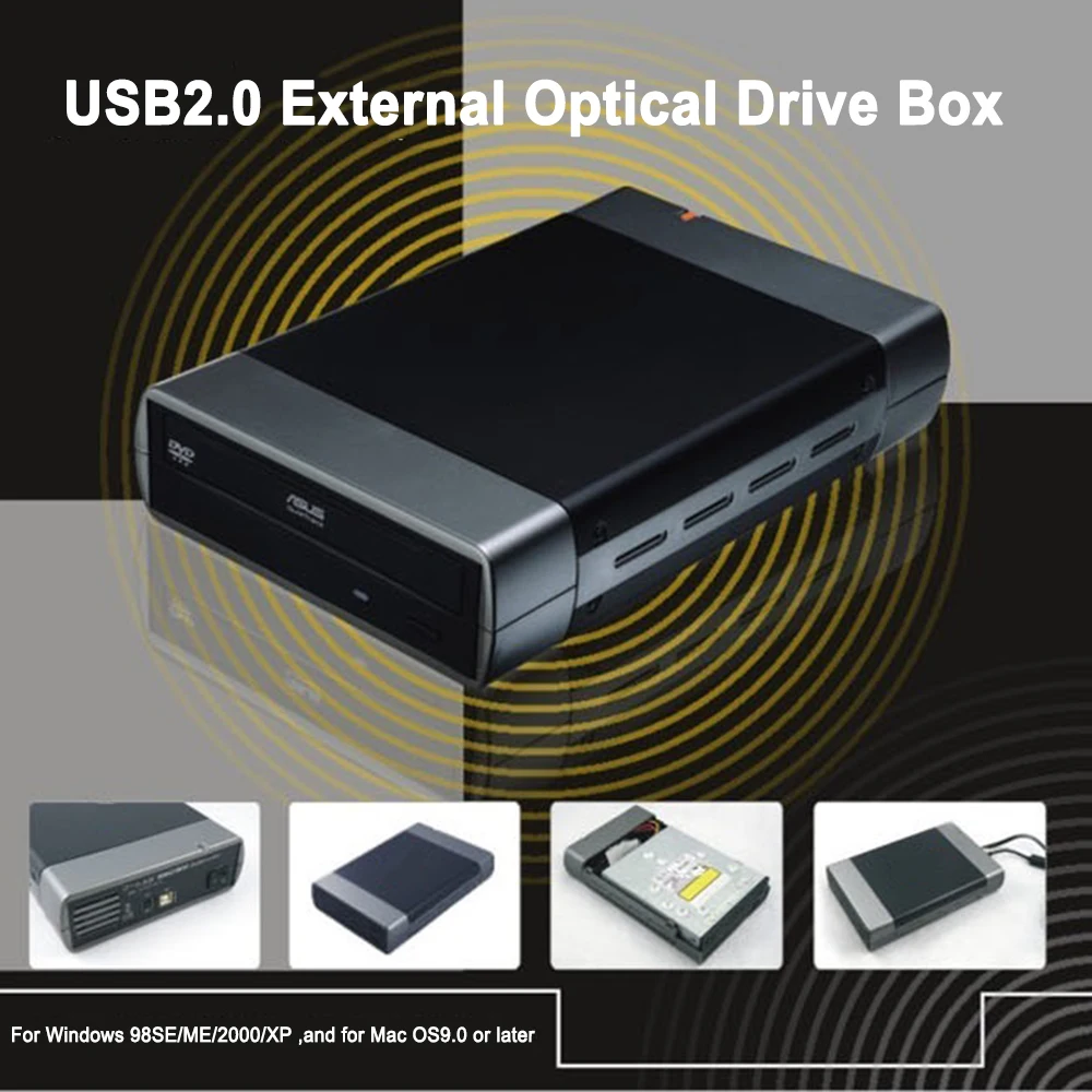 USB3.0/2.0 zu SATA Festplattengehäuse US/EU-Adapter 5,25 Zoll optisches Laufwerk Gehäuse Unterstützung DVD 16-Gang-Aufnahme Festplattengehäuse Image