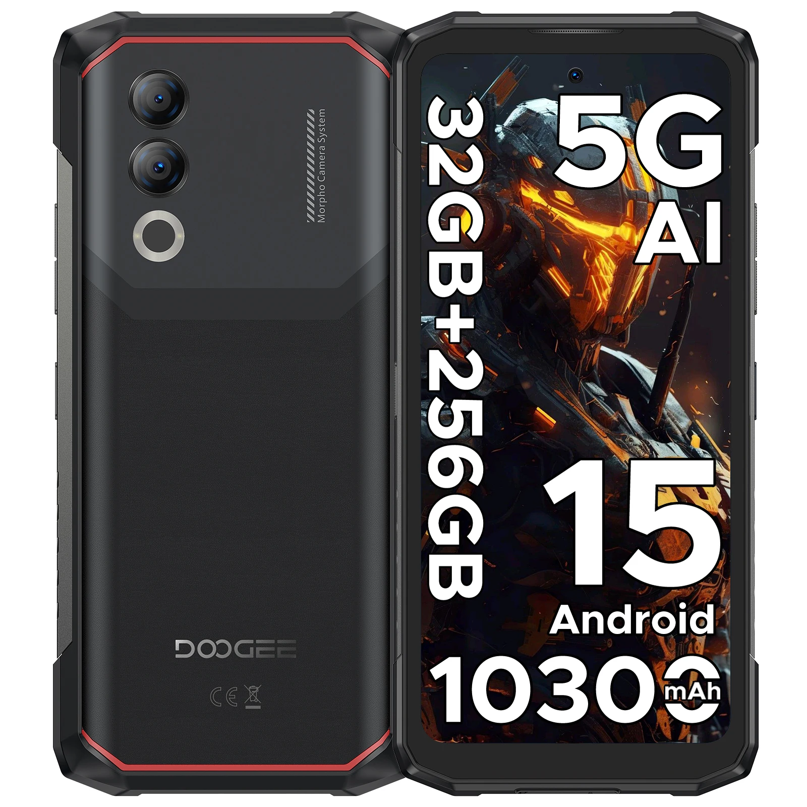 DOOGEE Blade20 Turbo 5G Robustes Telefon Gemini Al 6,6'' Bildschirm 10300mAh Akku 8GB 256GB 50MP Kamera Android 15 NFC Mobiltelefon Image