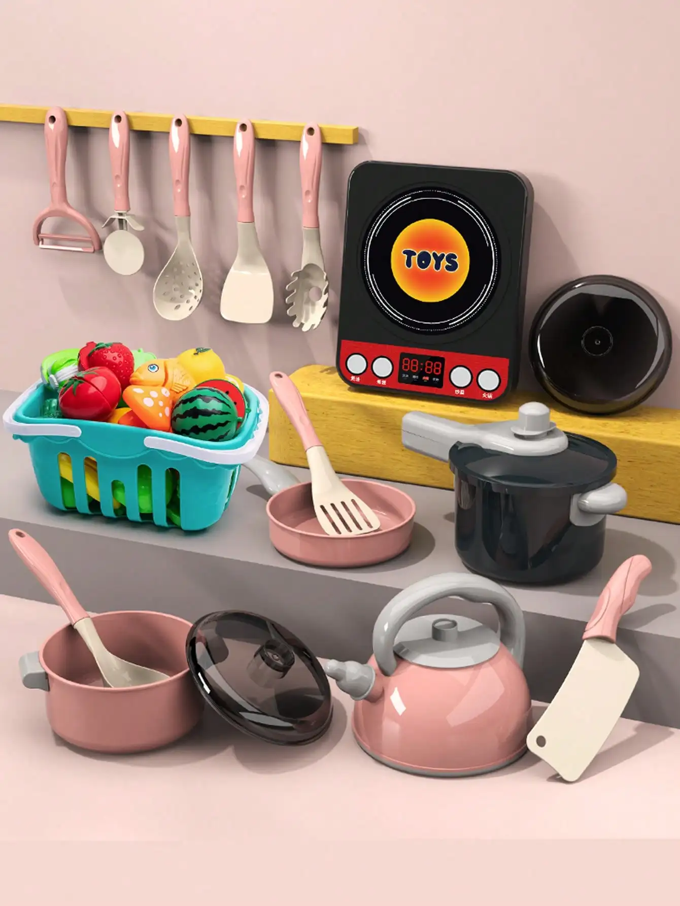 Ensemble de jouets de cuisine pour enfants 92/69/59 pièces, kit d'accessoires de cuisine avec casseroles, aliments factices, jouet de cuisine pour tout-petits, filles et garçons