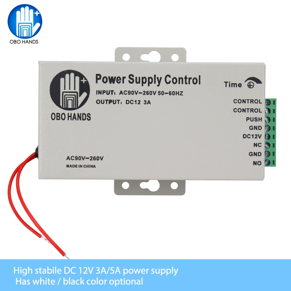 OBO HANDS 12 VDC Zugangskontrolle Netzteil Schalter 3 A/5 A Zeitverzögerung einstellbar AC90 V-260 V Eingang NO/NC Ausgang für 2 Elektroschloss Image