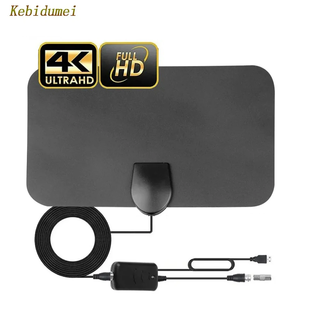 Kebidumei Neueste 8K 4K Digital TV Antenne 500 Meilen Booster DVB-T Antenne HD Flat Indoor Active 25DBi High Gain VHF UHF TV Box Image