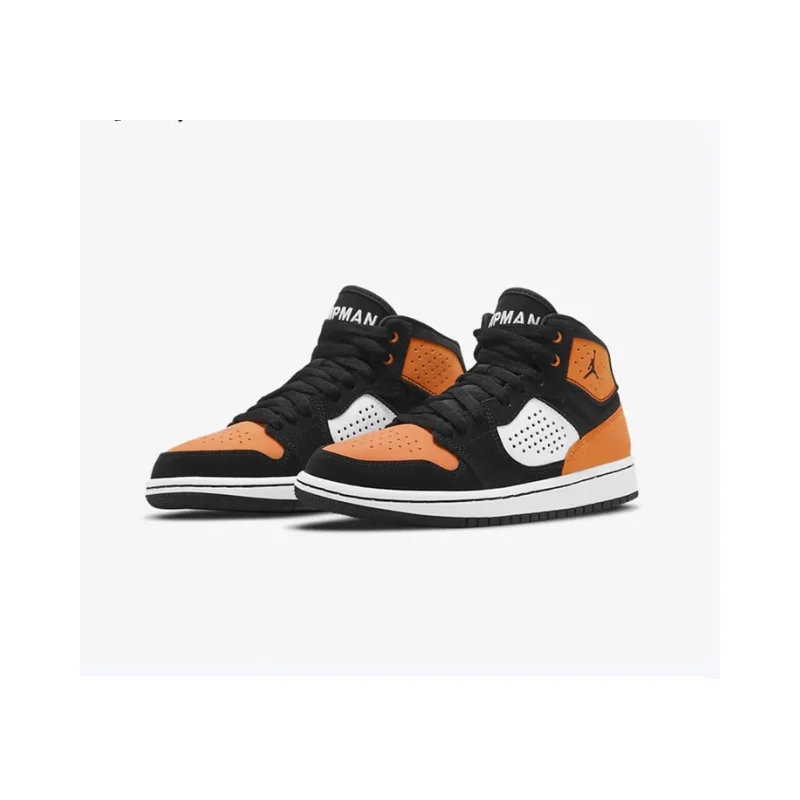 Nike stoßdämpfende und verschleißfeste mittelhohe praktische Basketballschuhe für Damen, New Jordan Courtside 23. Vereinfachte Version, Retro-Sportsneaker, klassisches Schwarz-Orange-Farbschema, bequem und vielseitig für den täglichen Pendel- und...
