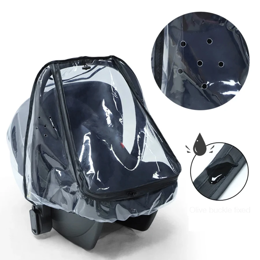 Baby Sicherheit Sitz Regen Abdeckung Transparent EVA Baby Kinderwagen Wagen Regen Abdeckung Staub Abdeckung Doppel-reißverschluss Baby Kinderwagen Zubehör Image