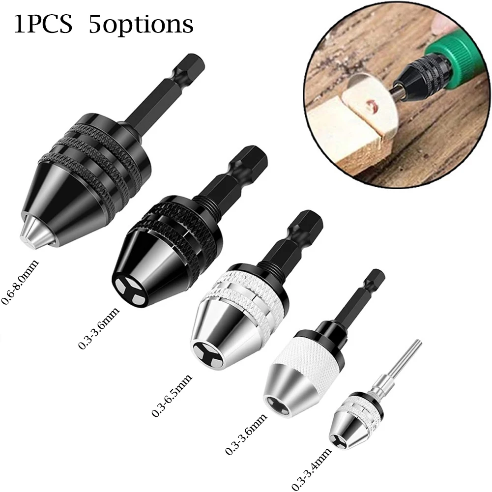 1-teiliger Bohrfutter adapter 6,35mm Sechs kant schaft Schnell wechsel schlüssel loser Bohrer futter adapter Konverter werkzeug für elektrische Schleif bohrmaschine Image