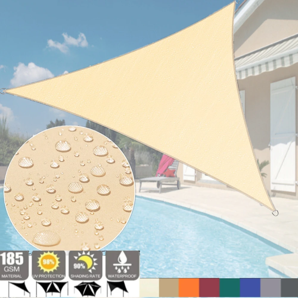 Sonnenschutz-Dreieck, wasserdicht, Sonnensegel, Baldachin, Markise, UPF50+, 98 % UV-Verstopfung und wasserabweisend, Zelt für Hinterhof, Terrasse, Garten Image