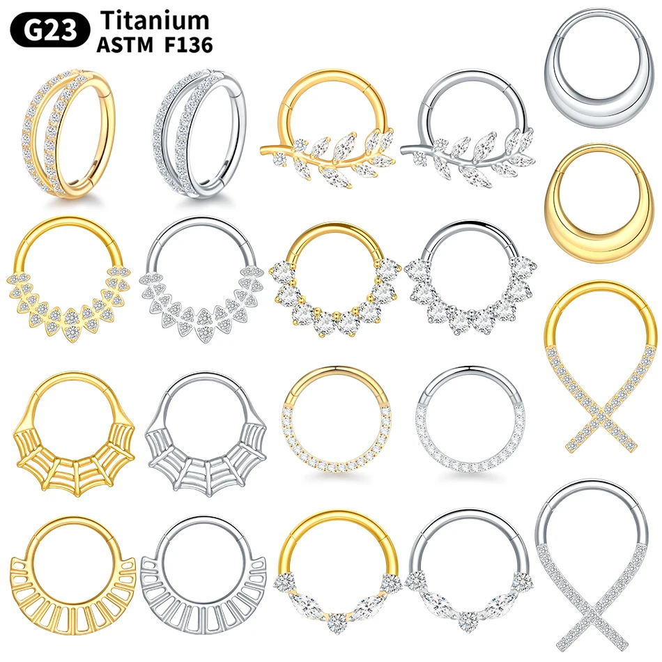 1PC 16G Marquise CZ Scharniersegment Piercing Titan Septum Clicker Nasenring Ring Tragus Obere Lappenpiercing Knorpelohrring Image
