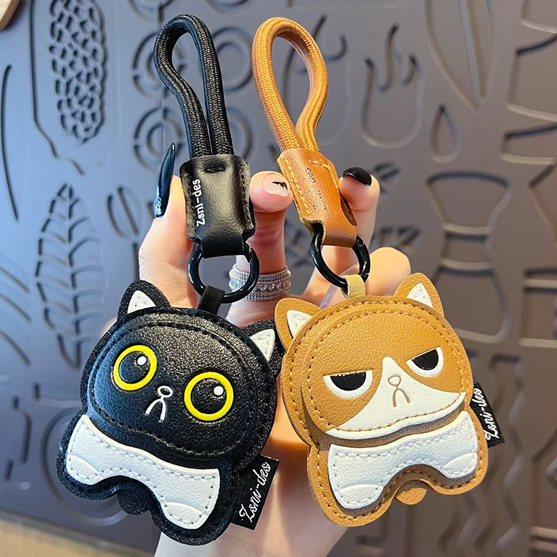 Kreative Cartoon Kätzchen Schlüsselanhänger Lustige PU Tasche Anhänger Kinder Geschenk Bunte Auto Schlüssel Charms Image