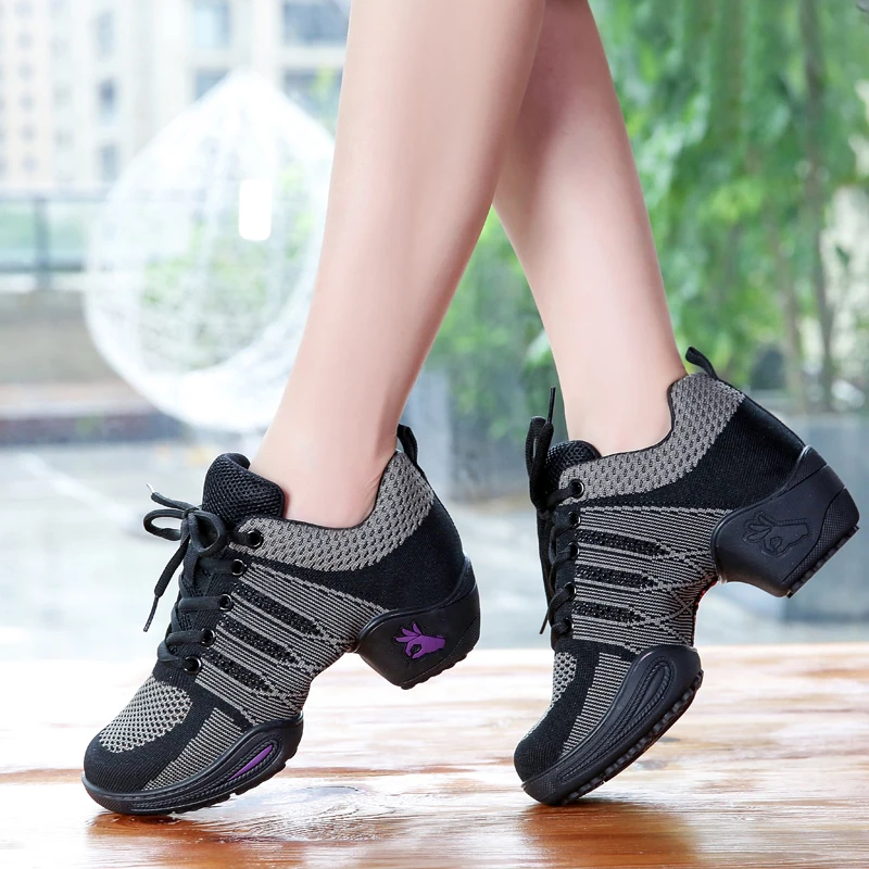 Latin Dance Schuhe Frau Erwachsene Atmungsaktive Social Tanzen Jazz Frauen Schuhe Weichen Boden Band Turnschuhe Weibliche Image