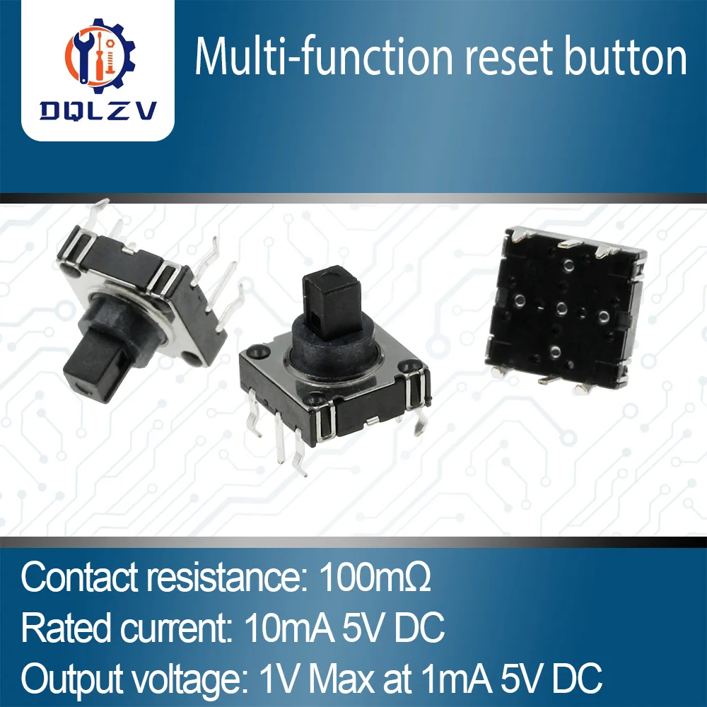 5PCS 10x10x10MM Takt Schalter 4 Richtung & Mitte Push 5 Weg Tactile Snap in Vertikale PCB Navigation Multifunktions 10x10 Image