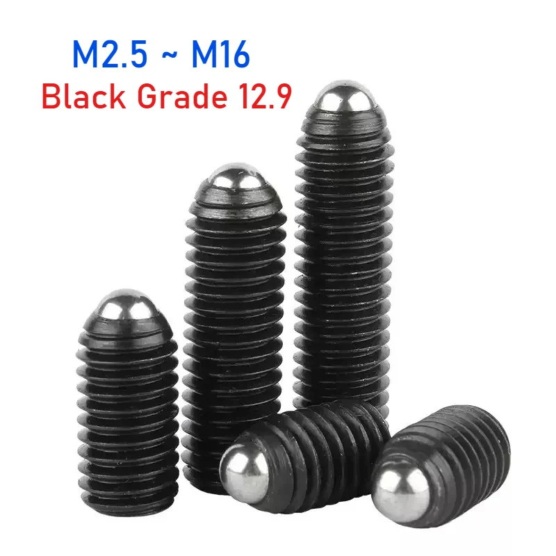 Schwarze Güteklasse 12,9 M2,5 M3 M4 M5 M6 M8 M10 M12 M16 Innensechskantfeder Kugelkolben Madenschraube Bolzen Image