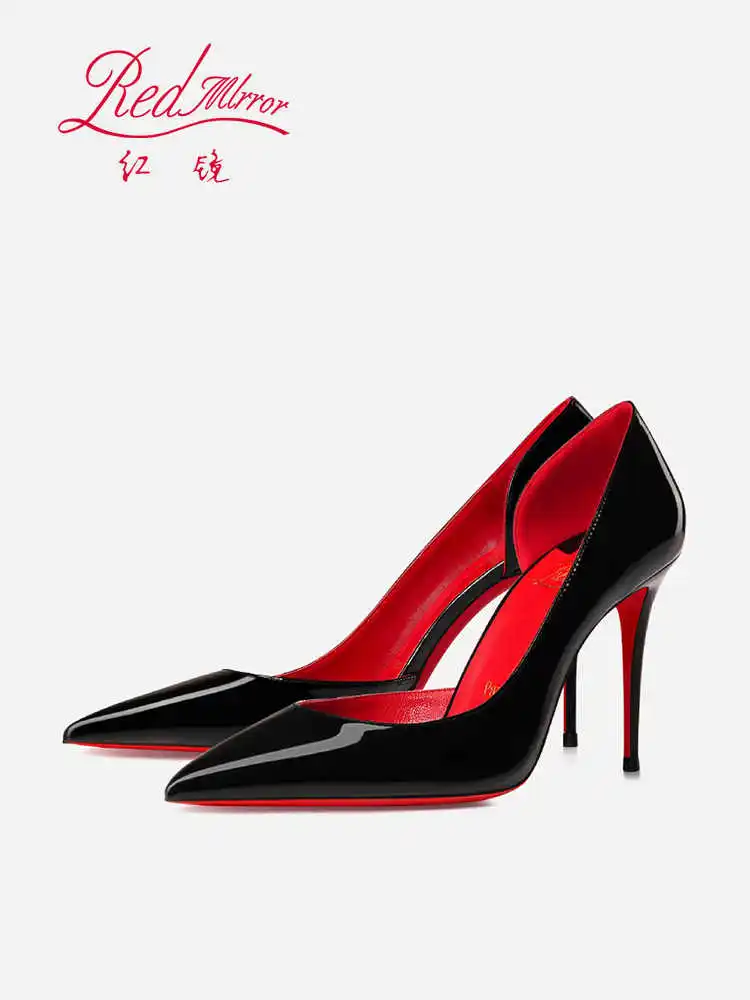 Elegante hohle Damen-High-Heels 2025, Luxusmarke, schwarz, spitze Zehen, Pumps, rot, glänzende Böden, sexy Mode, Damenschuhe für Damen