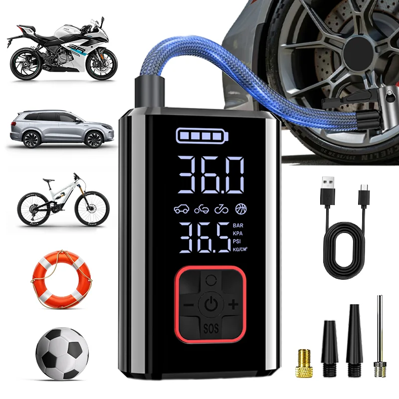 Gonfleur de pneu de voiture Portable 150psi, lumière LED, pompe de compresseur d'air numérique sans fil pour voiture moto, Mini pompe à Air électrique