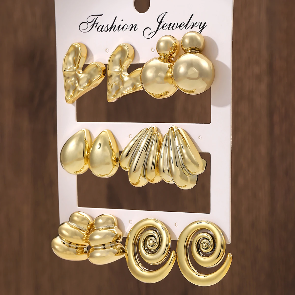 6 Paar Punk-Geometrie-CCB-Ohrstecker, kreative Wassertropfen-Herz-Ohrringe für Frauen, Charm, täglicher, vielseitiger Party-Schmuck Image