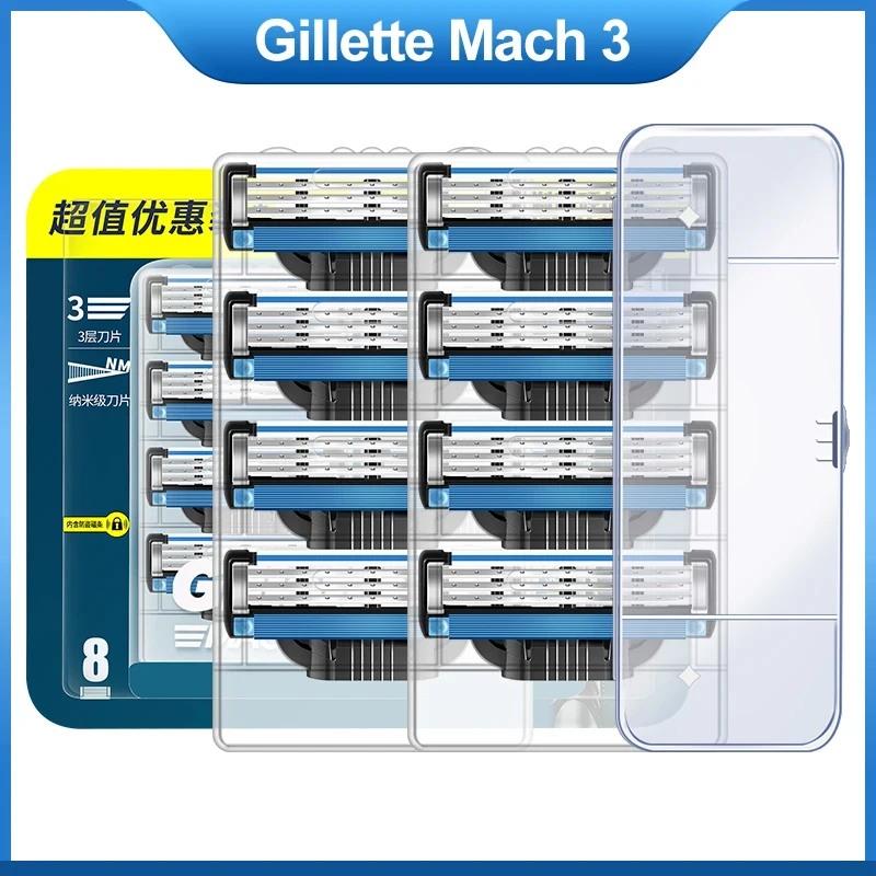 Gillette Mach 3-Scherkopf, Nachfüllkartuschen mit Schmierstreifen, 3-lagige Klingen, schnelles, sanftes Schneiden, Herren-Bart-Gesichtspflege Image