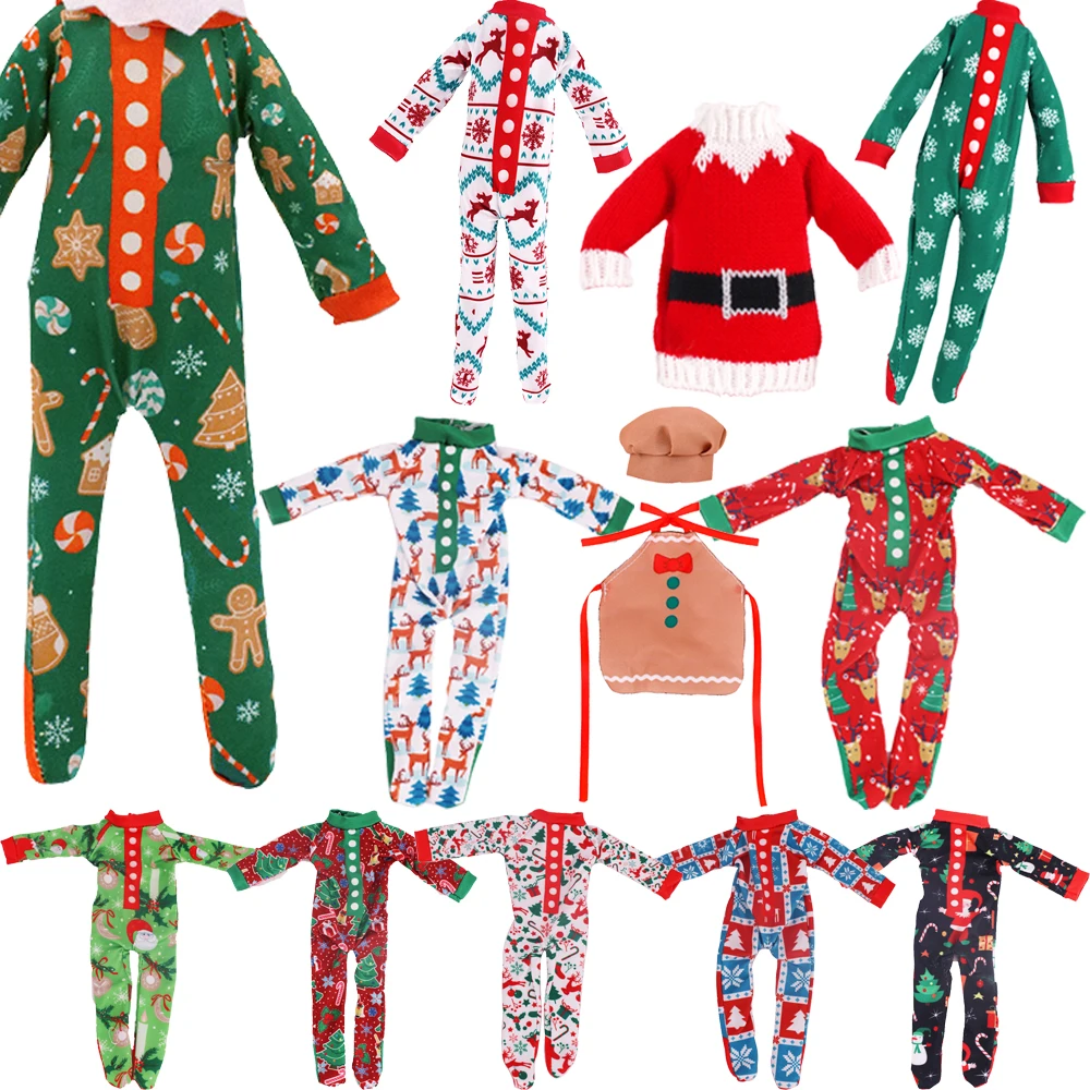 10 Pyjamas für Elfenpuppe, roter Junge auf dem Regal, für Babi 11,8 Zoll (30 cm), Puppenkleidung, Kleid, Zubehör, Weihnachtsgeschenk, Mädchenspielzeug