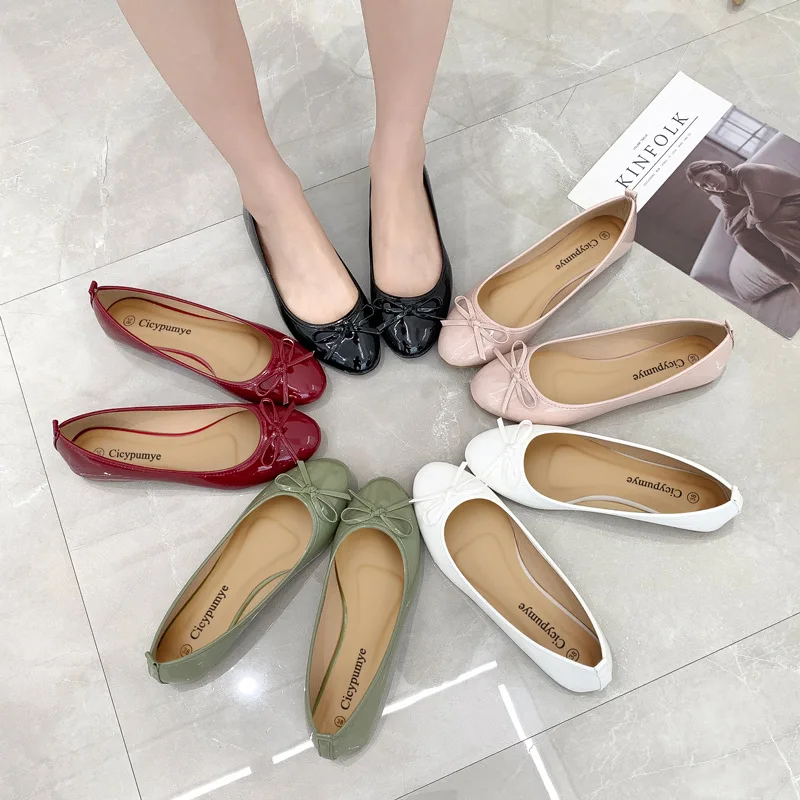 Flache Schuhe für Damen, Ballerinas, runde Zehen, Fliege, Slip-on-Ballerinas, Lazy Loafers, Mokassins, Damen, lässige Flats, Schuhe 2023