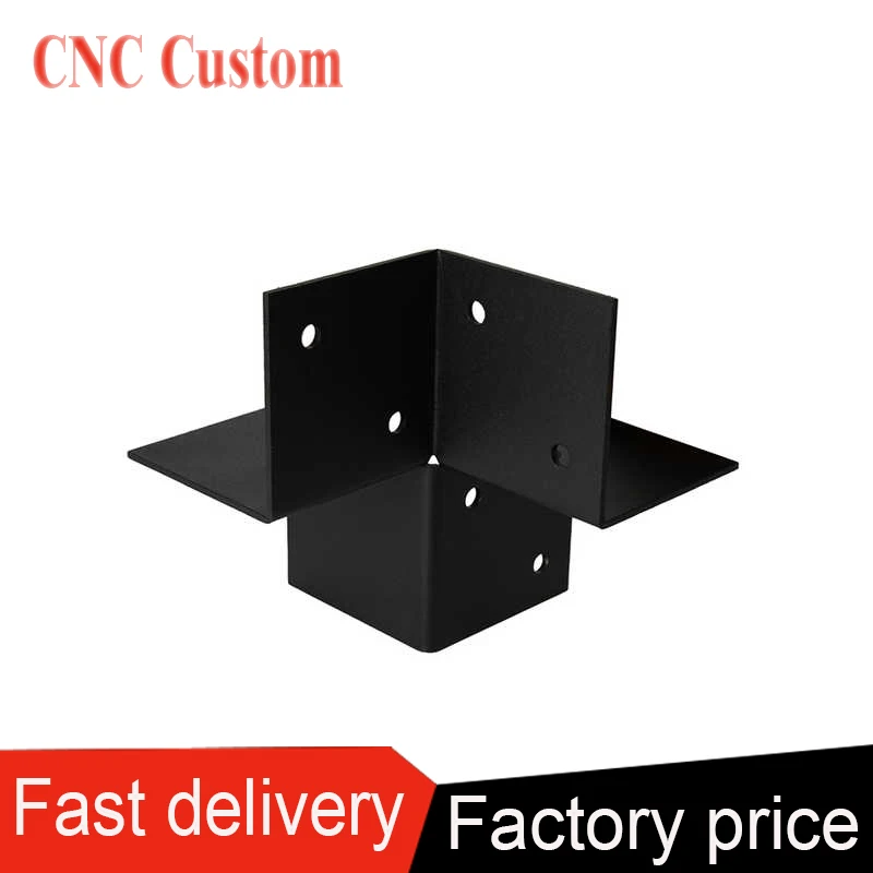 CNC-Service nach Maß, OEM-Anpassung, hochwertige dekorative 4 x 4 6 x 6 schwarze Pfostenstrahlhalterung, Metall- und Stahlverbindung Image