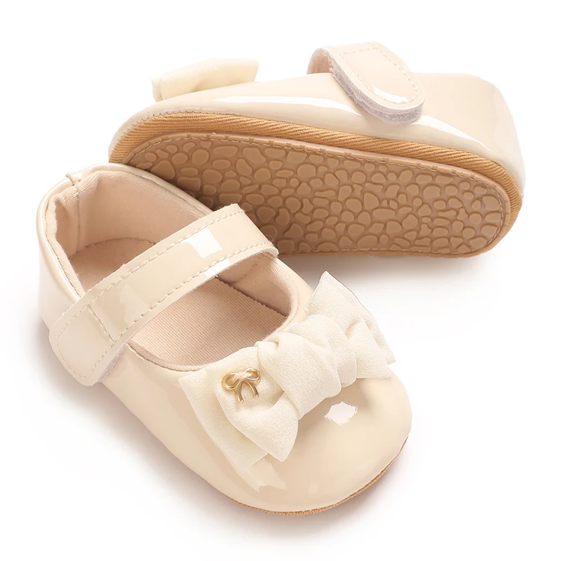 Mary Jane 0-18M Elegante PU Großen Bogen Flache Schuhe Für Baby Mädchen Weiche Gummi Sohle Anti Slip leichte Kinder Schuhe Prinzessin s