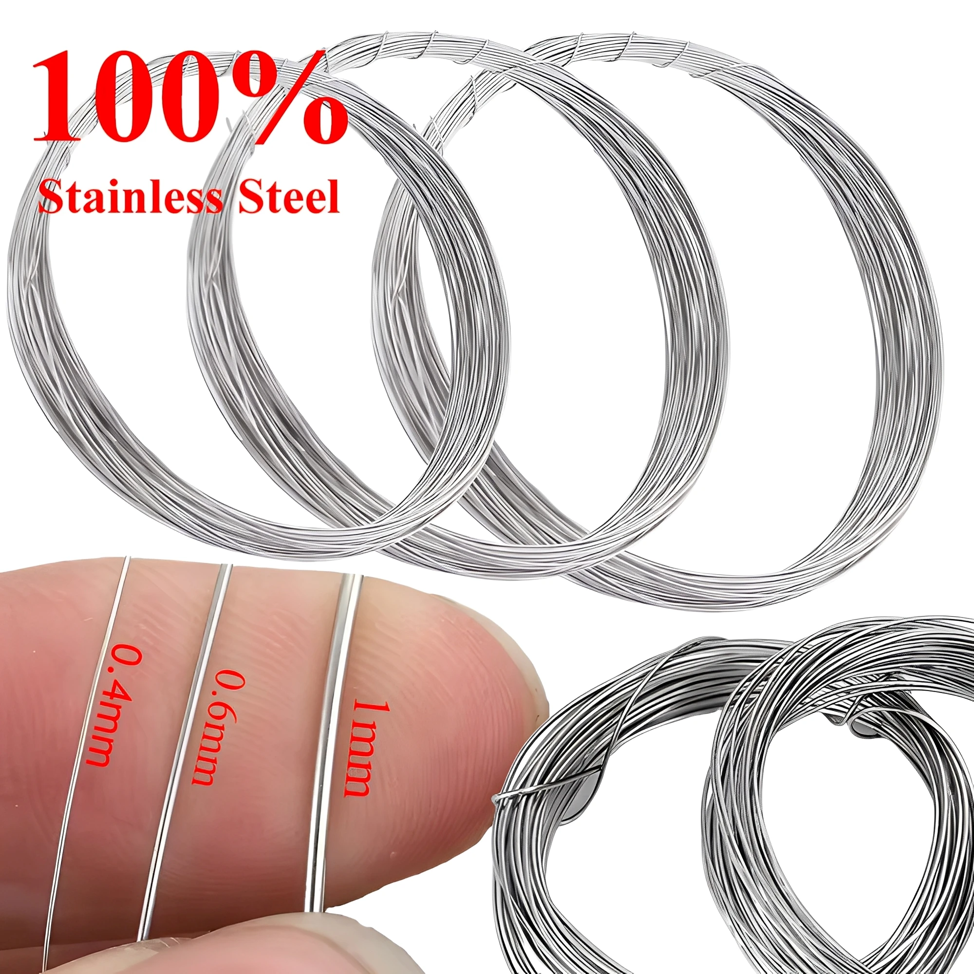 10M Edelstahl Silber Farbe Draht Einzel Draht Perlen Draht 0,3/0,4/0,5/0,6/0,8/1mm DIY Schmuck Machen Finden Zubehör
