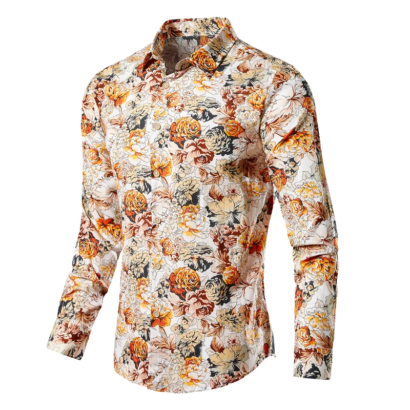 Größe M-5XL 2024 Neue Sommer Herren Langarm Hawaiian Shirts Baumwolle Casual Floral Shirts Welle Regelmäßige Herren Kleidung mode CS11