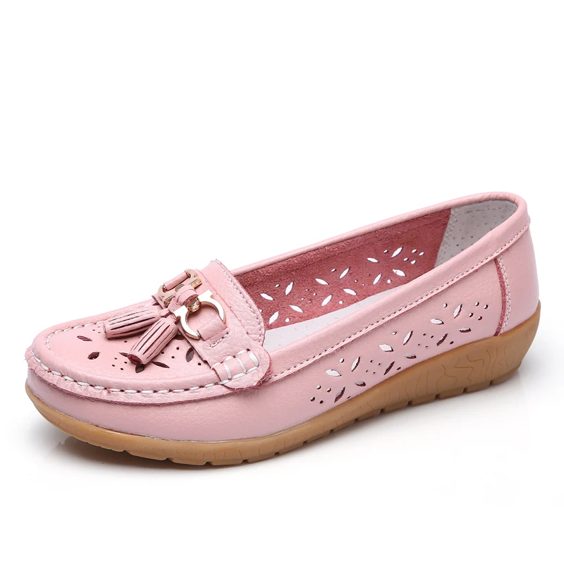 Damen-Slipper mit Keilabsatz, echtes Leder, Slip-On-Loafer, Mokassins, Freizeitschuhe, Luxus-Markendesigns, große Größe 41, 42, 43,