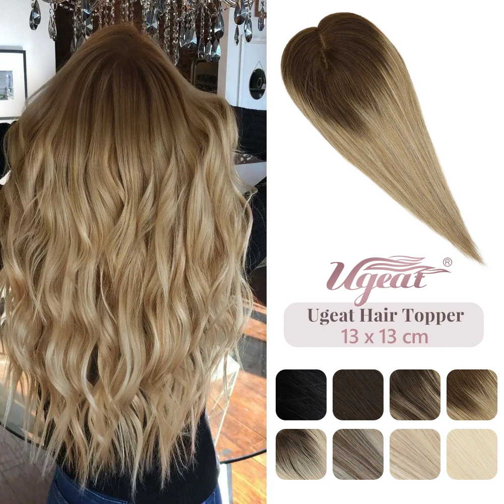 Ugeat Haar Topper Menschliches Haar 13*13cm Mono Basis Haar Topper Für Frauen Mit Dünner Werdendes Haar Hand Made topper Stück Clip In Haar Image