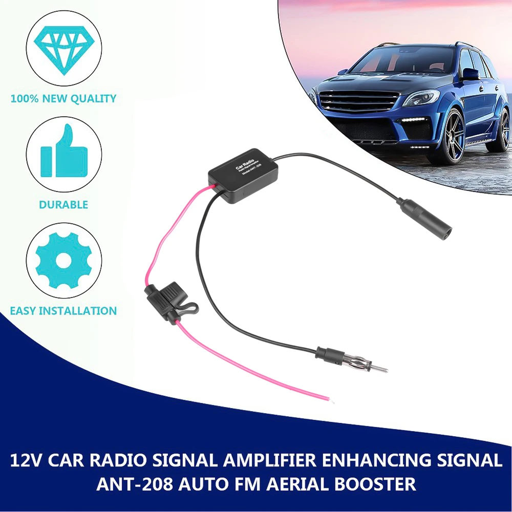 Kebidumei 12V Auto Radio Antenne FM/AM Radio Signal Verstärker Booster Auto Antenne Antennen 80-108MHZ für Marine Boot Auto Image