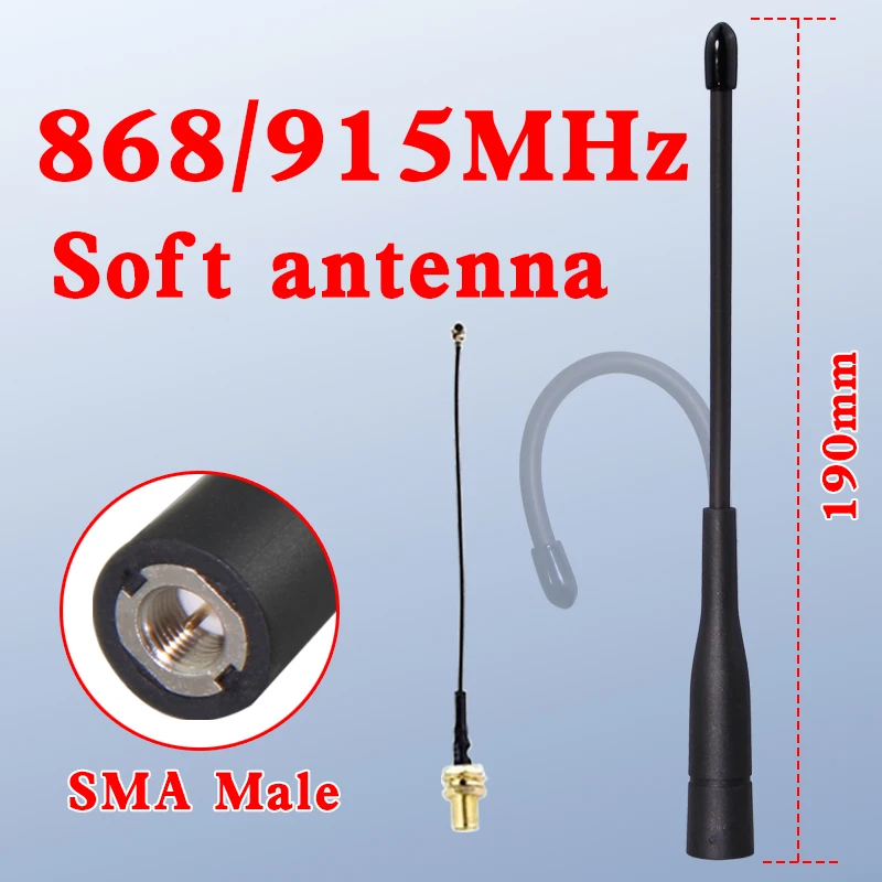868 MHz 915 MHz LoRa-Antenne, Omni-RFID-Leseantenne 863–870 MHz 902–928 MHz NB-IOT-System Peitschenantenne + 10 cm Verlängerungskabel Image