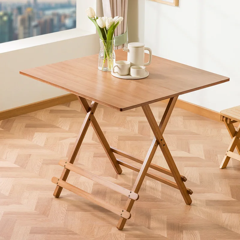Klappbarer Bambustisch, Esstisch für den Außenbereich, kleiner Gartentisch, tragbarer Marktstandtisch, quadratischer Tisch für Studentenwohnheime, höhenverstellbar