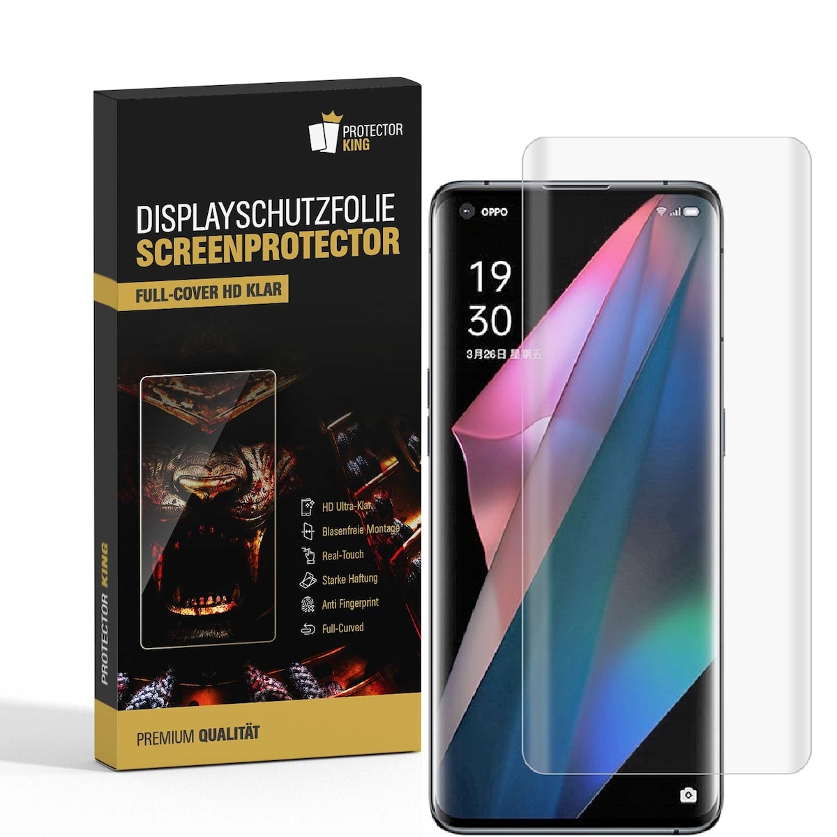 3x Displayfolie für Oppo Find X3 Pro FULL COVER Displayschutz Schutzfolie HD KLAR Image