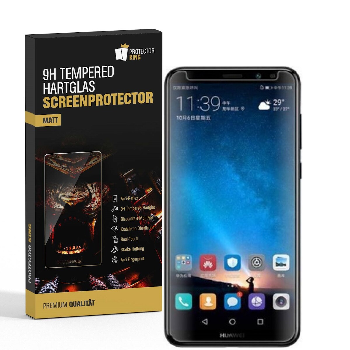 4x 9H Hartglasfolie für Huawei Mate 10 Lite Panzerfolie Displayschutzfolie MATT Panzerglas Schutzfolie Image