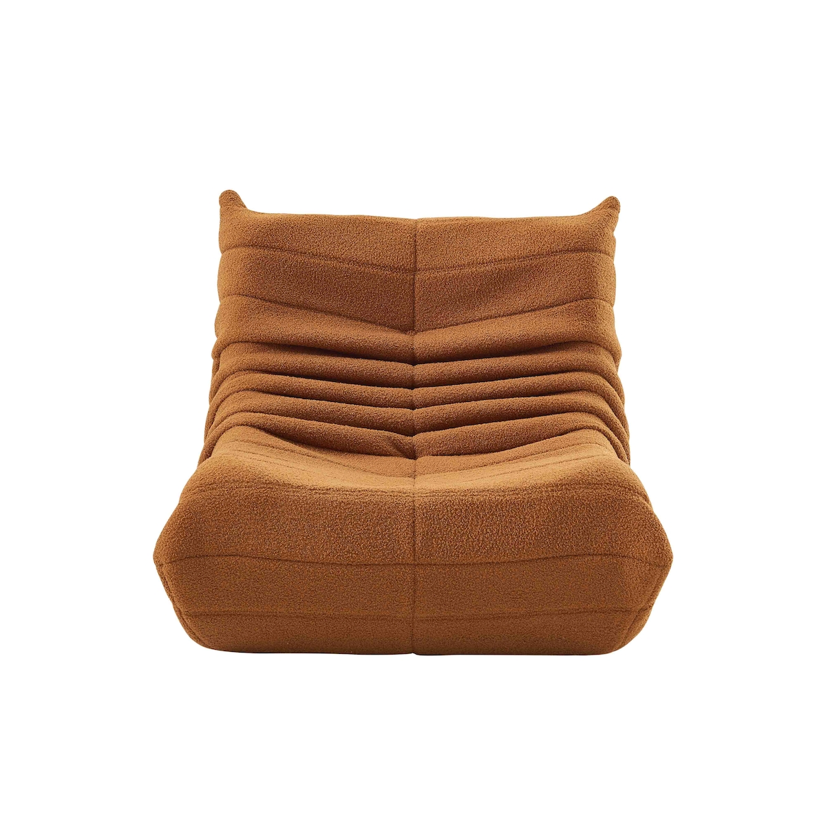 OKWISH Single Sitzsack-Sofa Teddy-Fleece Orange 90x105x72 cm, ergonomisch geformt, mit hochdichter Schaumstofffüllung Image