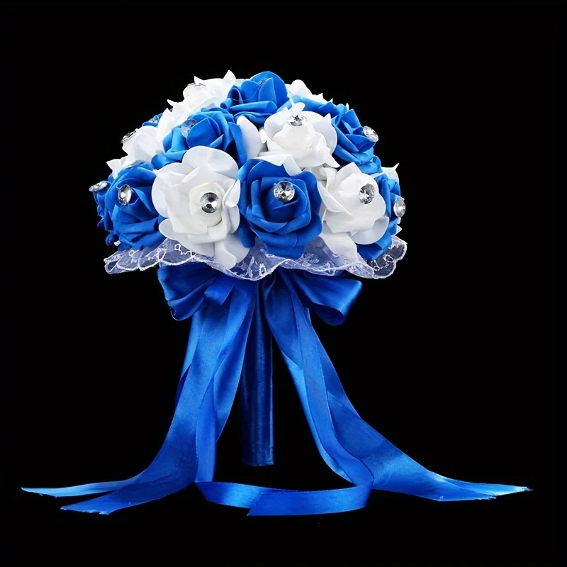 Ein Strauß europäischer und amerikanischer kreativer Brautschaumhochzeitsstrauß mit großem, herzförmigem Diamant-Rosenblumenstrauß und Blumenstrauß Image