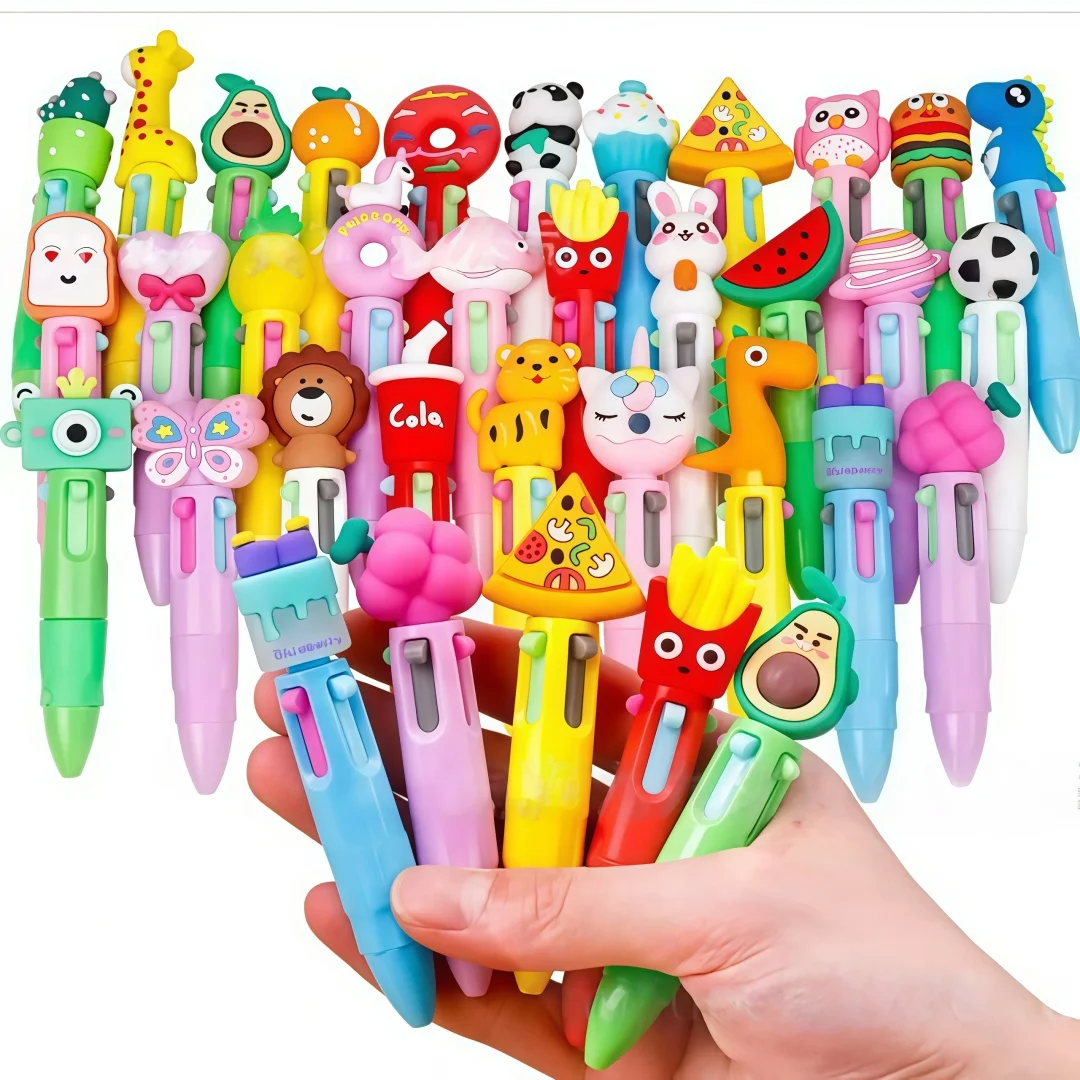 1-30 pezzi di simpatiche penne a sfera a quattro colori con cartoni animati di animali domestici, mini penne premio con motivi animali, colori assortiti per studenti e uso in ufficio