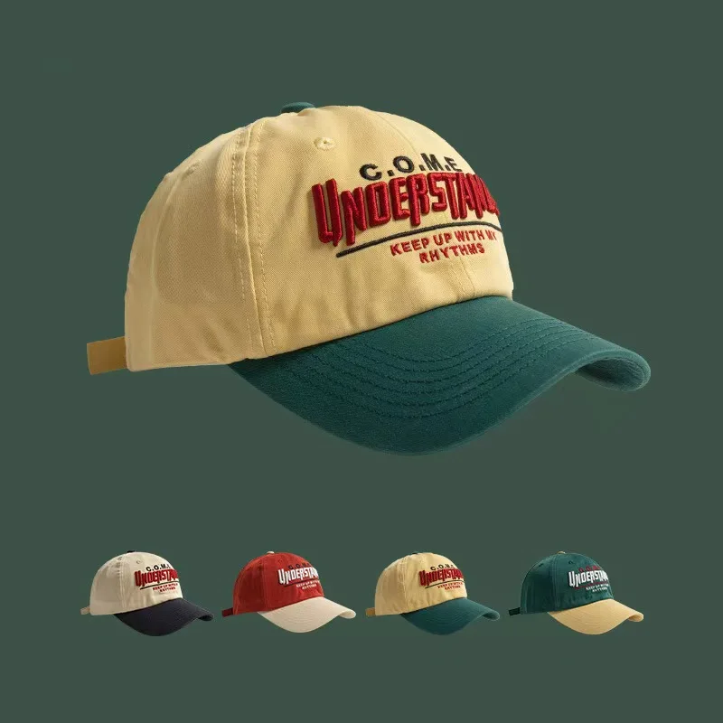 Neue Big-Head-Sportmütze für Damen, vielseitige bestickte Baseballkappe mit Kontrastfarben für Herren, Outdoor-Freizeit-Sonnenschutz, verstellbare Hip-Hop-Mütze