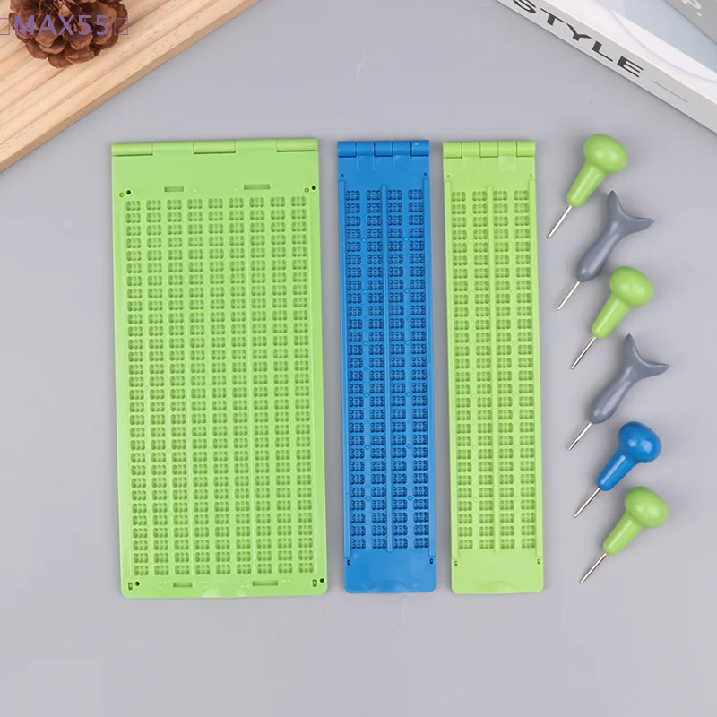 【MAX-55】1 Satz Braille-Schreibstift-Papier-Set, praktisches und tragbares Lernzubehör, Lernmaterialien für Blinde Image