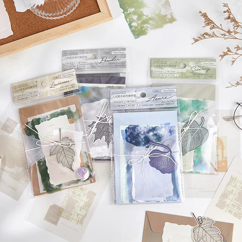 20/34 Blatt Vintage Tagebuch-Album Hintergrundpapier DIY Scrapbooking Junk Journal Schreibwaren Farbiges Dekorationsmaterial Image