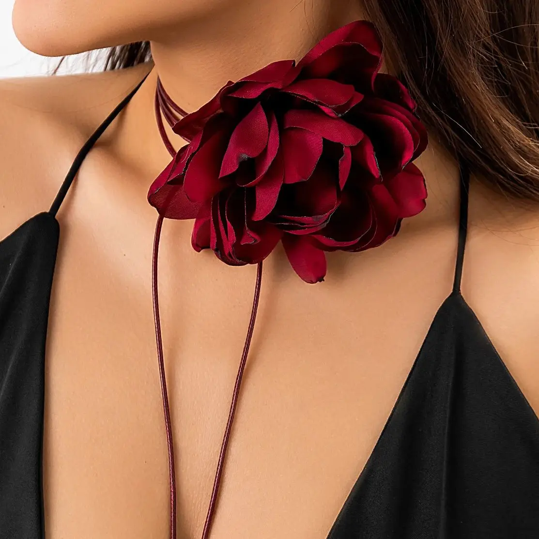 Ingemark Übertriebene große Rosen-Blumen-Halskette für Frauen, Mi, Braut, Gothic, Kpop, verstellbare Schleife, Kette, Y2K-Accessoires, Neu