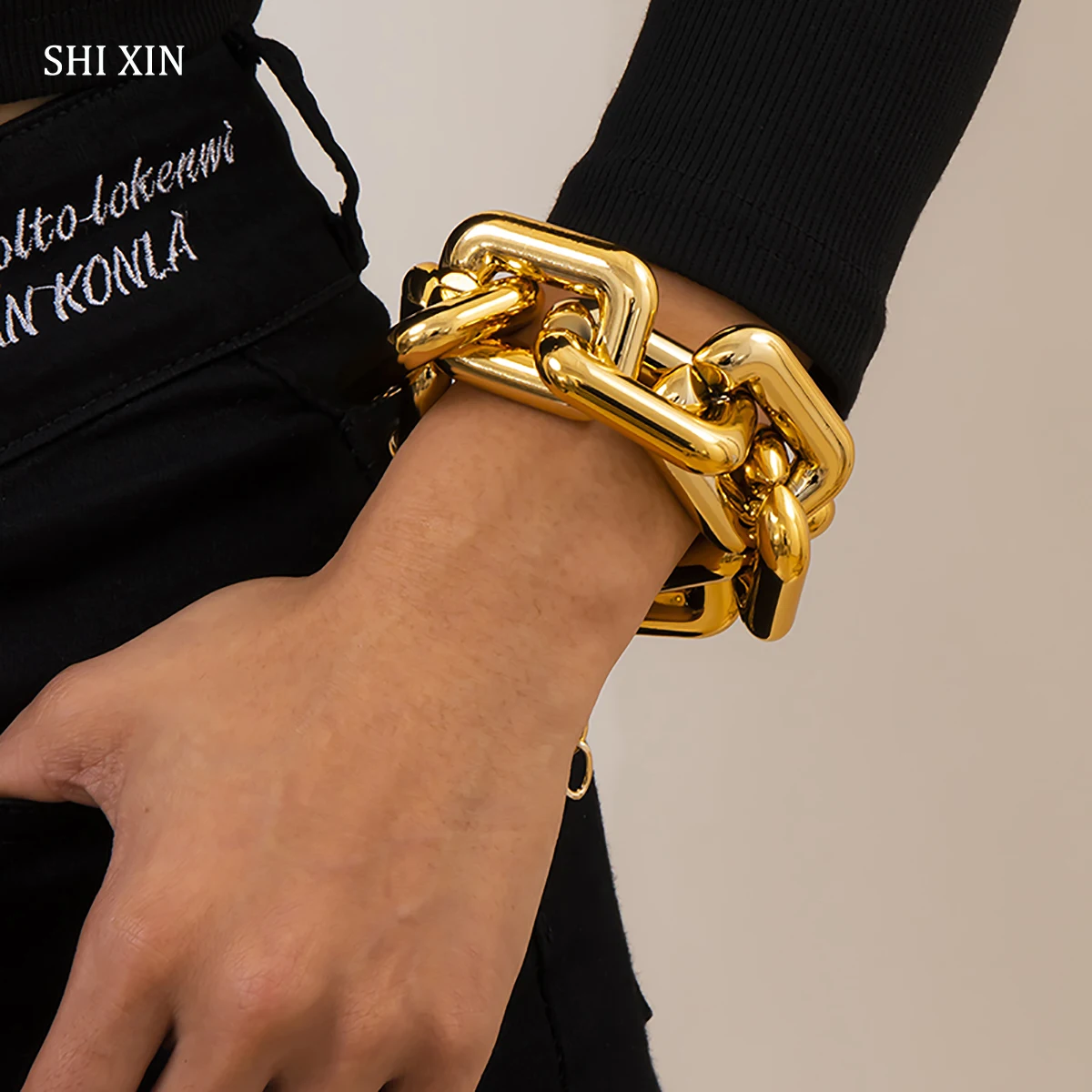 SHIXIN CCB Material Großes klobiges Kettenarmband für Frauen Hip Hop Big Thick Link Handketten Schmuck Trendy Egirl Armbänder 2021