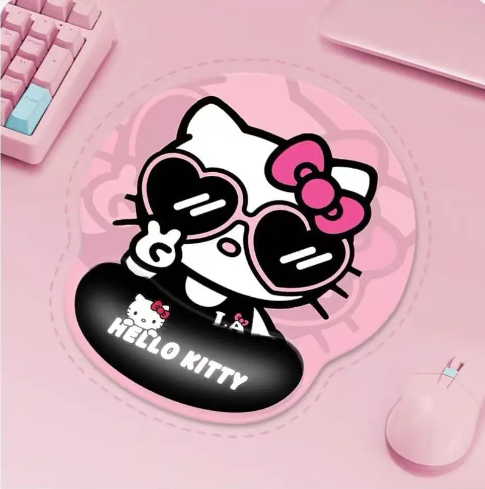 Hello Kitty Mauspad für Mädchen, Computerzubehör, Jungen-Arbeitsunterlage, Rutschfeste Handgelenkauflage, Schwarzes Leder, Kitty Büro-Schreibtischunterlage