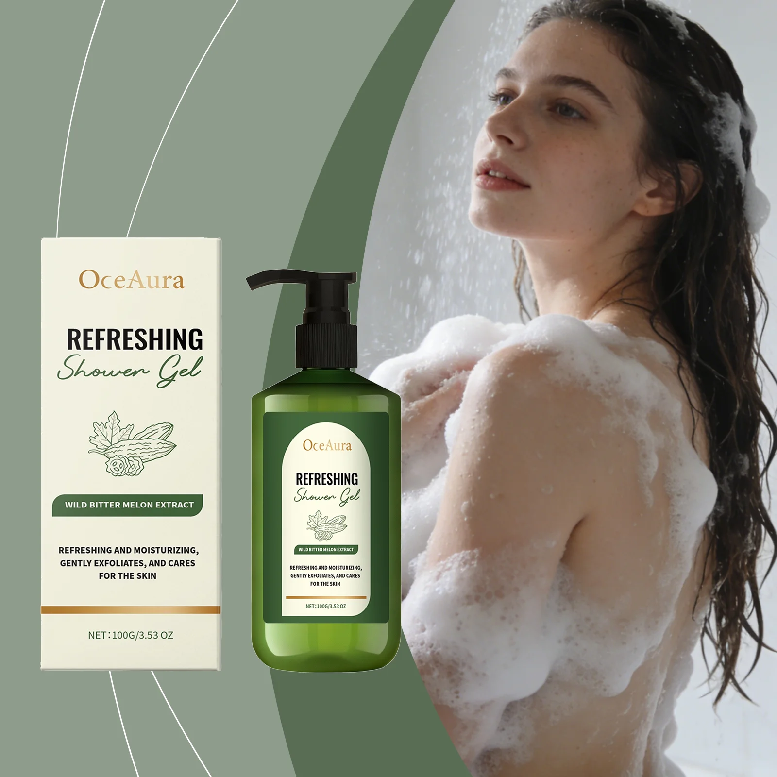 Bittermelonen-Duschgel mit Leichtem Schaum zur Reinigung von Unreinheiten, Linderung von Beschwerden und Erhaltung der Erfrischung der Haut nach dem Baden Image