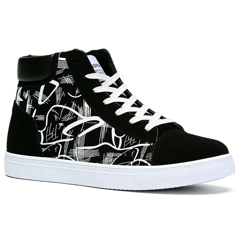 Street Style Fashion Sneakers Herren Freizeitschuhe Flache Atmungsaktive High Top Schwarz Rot Marke Männliche Schuhe