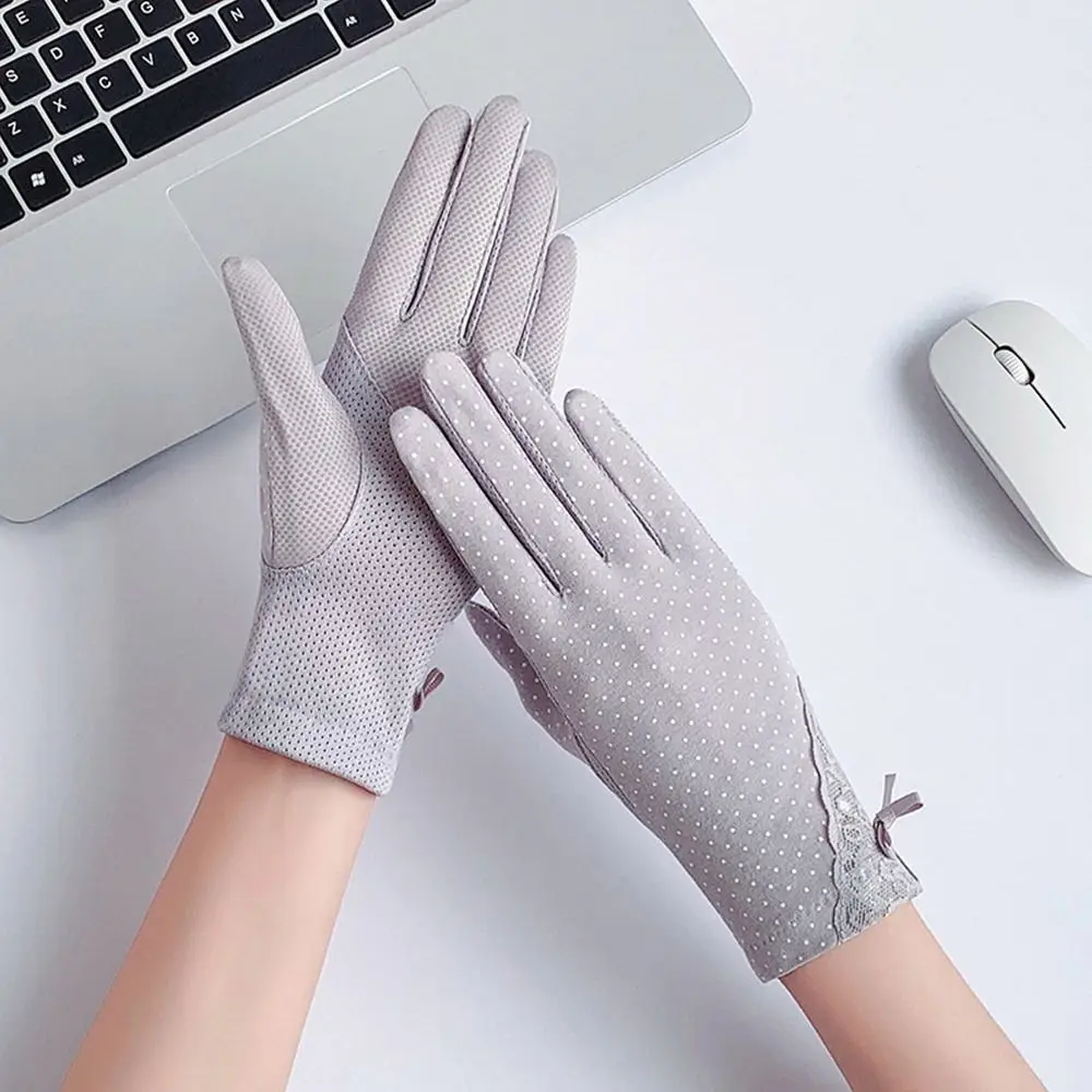 Frauen Sonnenschutz Handschuhe Weibliche Sommer Frühling Sonnenschutz Handschuhe Radfahren Fahren Laufen Dünne Elastische Anti-UV Fäustlinge Image