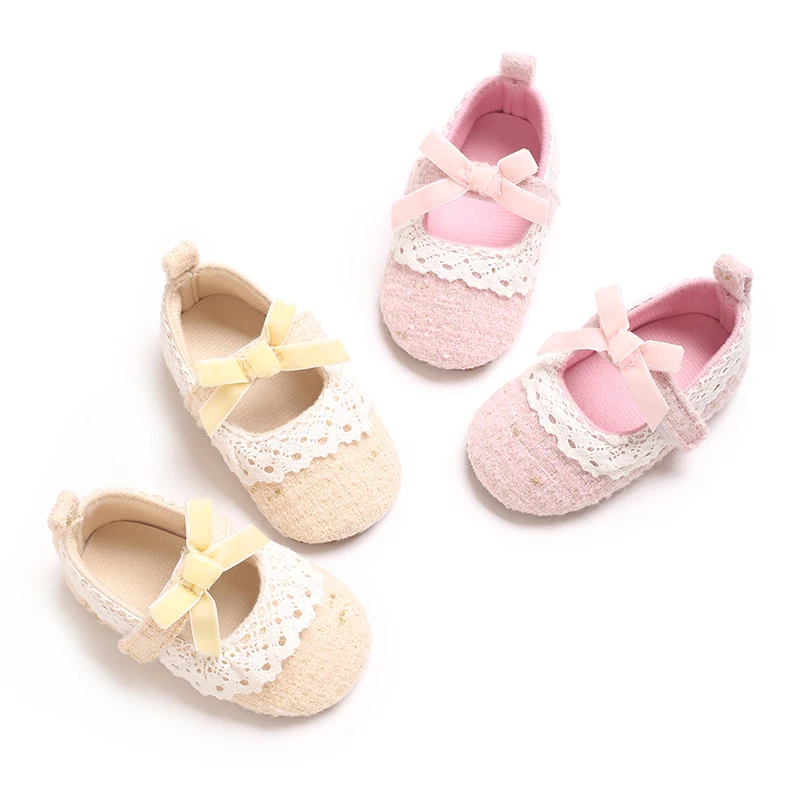 0-18 Monate Neugeborene Babys, süße, einfarbige Freizeitschuhe, weiße Spitzen-Prinzessinnenschuhe, weiche Sohle, Turnschuhe, Lauflernschuhe für Kleinkinder