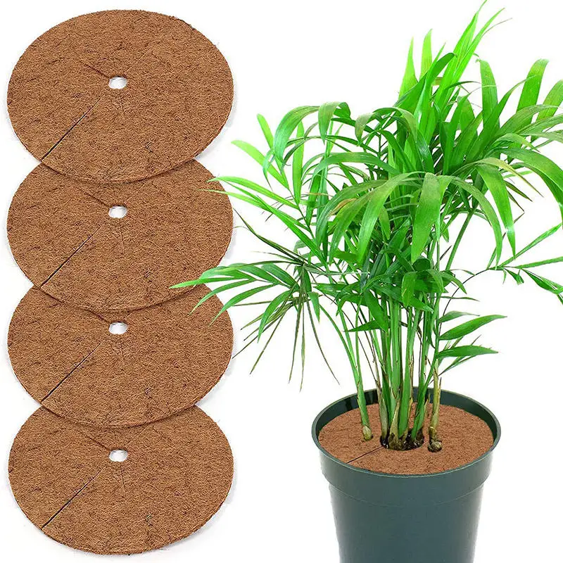 3 Stück Blumentopf-Kokosmatte, runde Pflanzmatte, flache Grasmatte, Kokos-Mulchmatte, Durchmesser 20/25/30/35 cm, kann zugeschnitten werden Image
