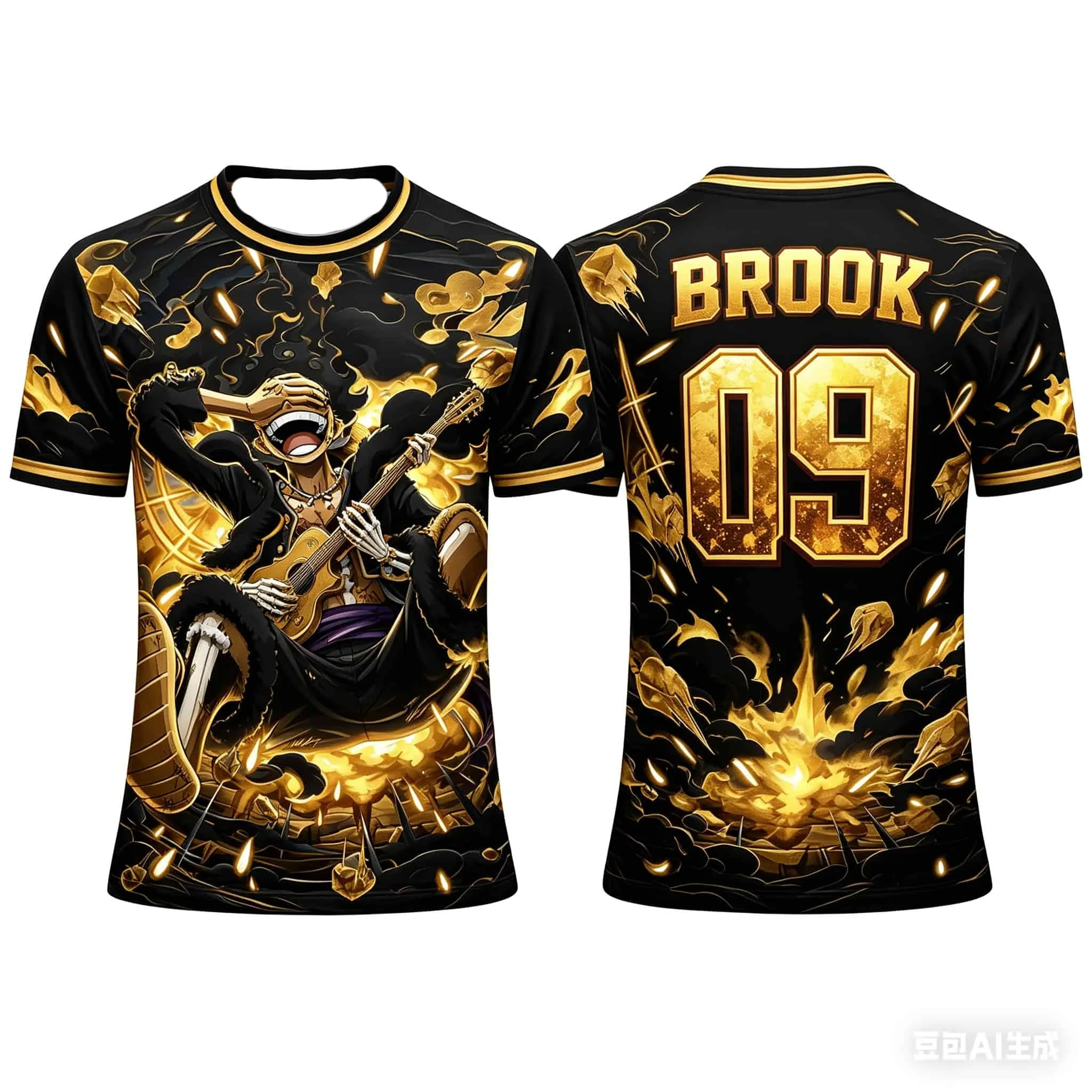 One Piece Luffy Sonderedition Fußballtrikot T-Shirt für Kinder Familien-Matching Schnelltrocknendes Sportshirt für Fußballspieler Image