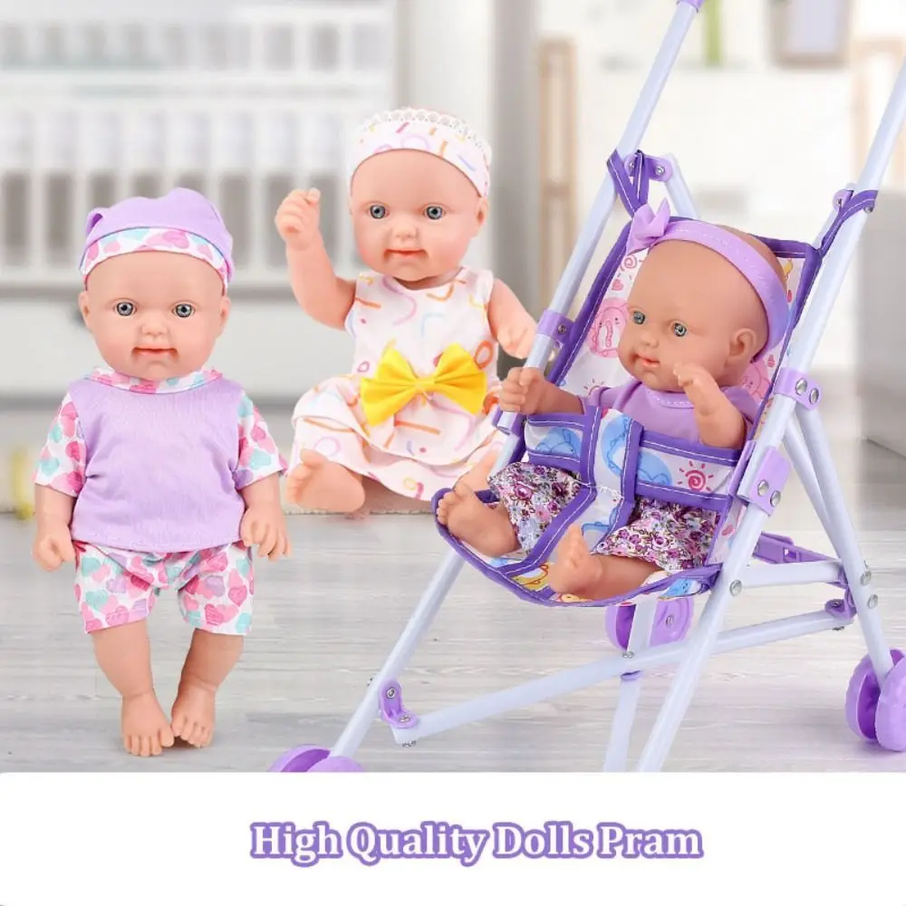 Trendy Interaktive Puppen Kinderwagen Kunststoff Spielen Spielzeug Puppe Handwagen Stabile Puppe Kinderwagen für Jungen Mädchen Babys Puppe Zubehör