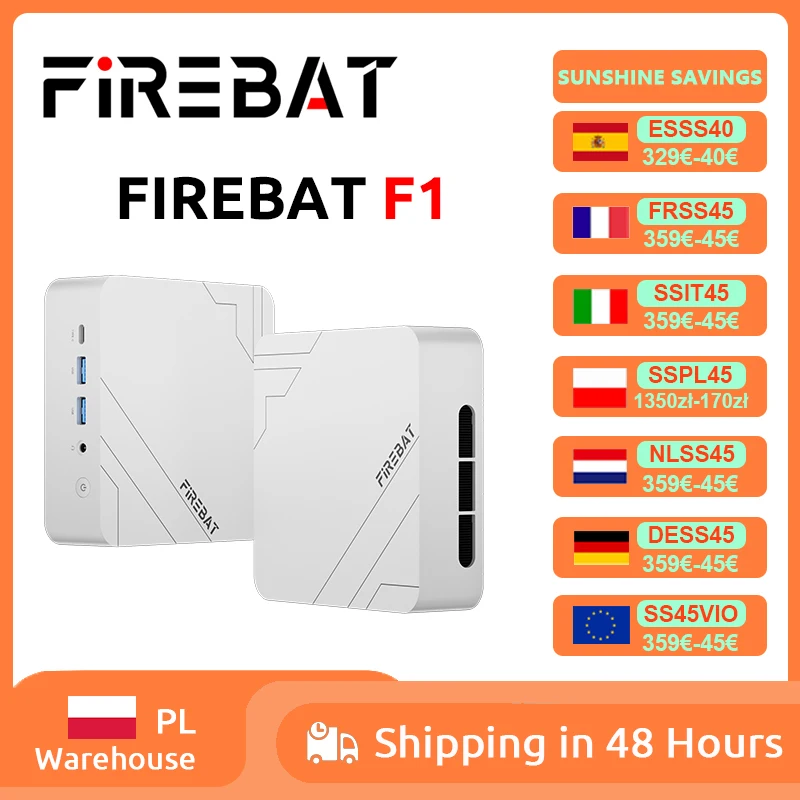 Firebat F1 Mini-PC AMD Ryzen 5 7640HS 12GB DDR5 512GB SSD Windows 11 Wi-Fi 6 BT5.2 USB4.0 Gaming Desktop Mini-Computer