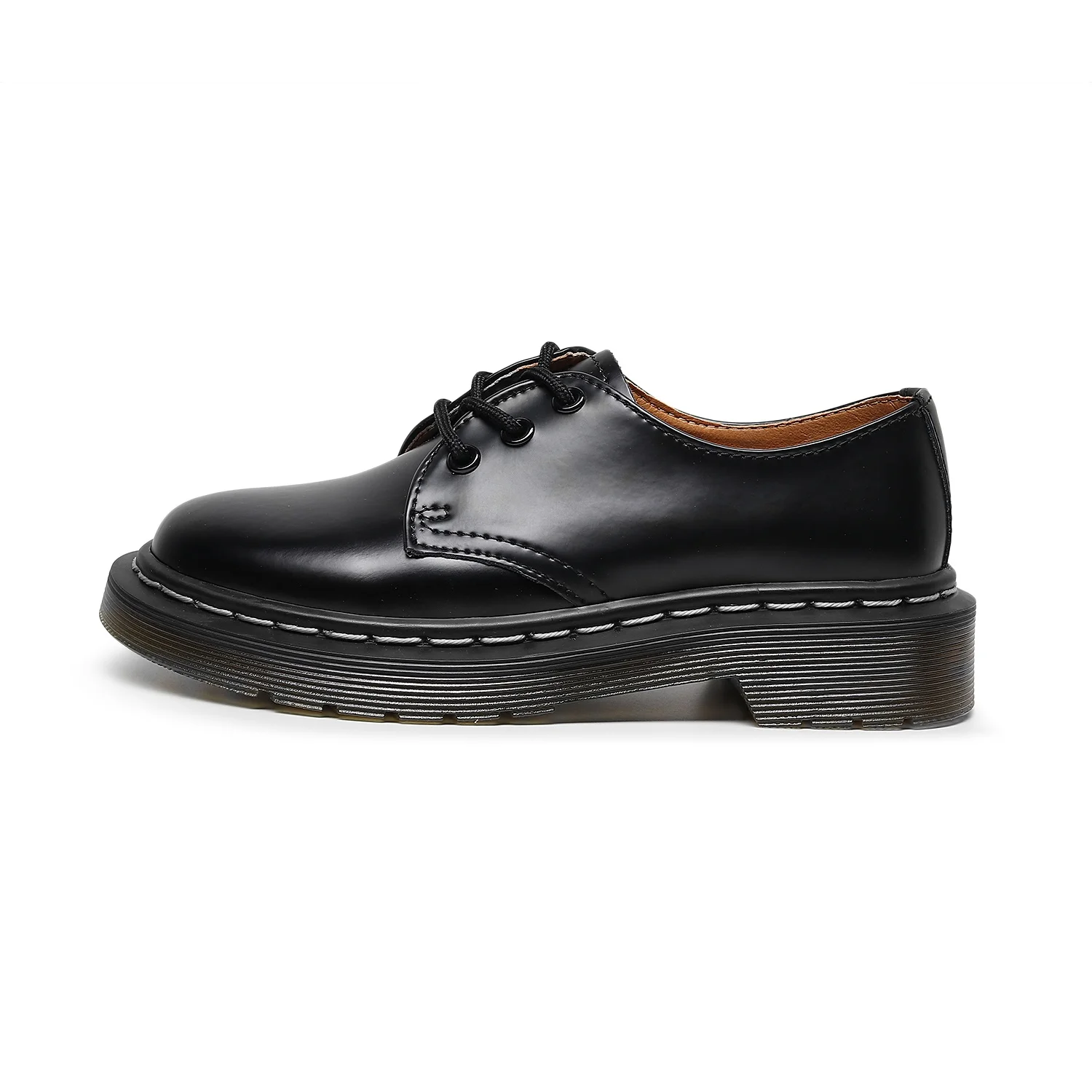 Lagerabverkauf Echte Leder-Plateau-Loafer Damenschuhe Große Größen 35-45 Schwarze Lederschuhe